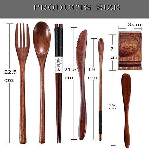 Portable Wood Flatware Set for Eating Lunch Utensils Silverware Set Wooden Cutlery Set eating utensil sets wooden Reusable Wood Utensils for Eating 13 Pcs Travel Wooden Spoons Forks with Case - Image 4