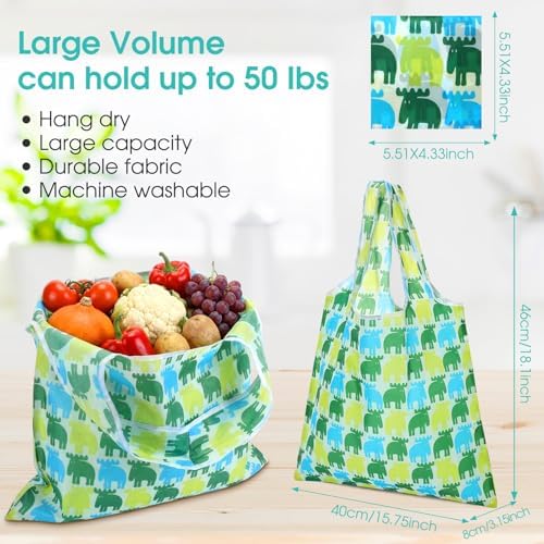 Eccliy 24 Pcs Reusable Grocery Bags Shopping Bags Foldable, Geometric Rules - Image 2