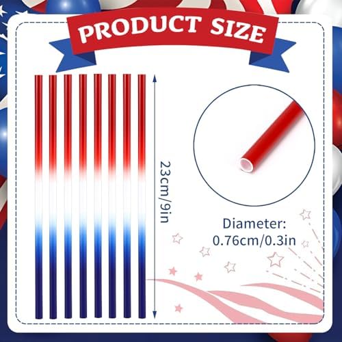 JANYUN 30 Pcs 4th of July Straws, Reusable Plastic Patriotic Straw - Image 2