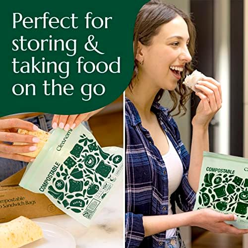 Cleanomic Compostable* Sandwich Size Food Storage Bags (25 Eco Zip) Freezer and Leak Proof, Also Available Gallon, Quart and Snack Size Bags - Image 6