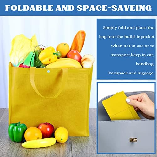 Zhehao 60 Pcs Reusable Grocery Shopping Bags, Non Woven Tote, Multicolor - Image 5