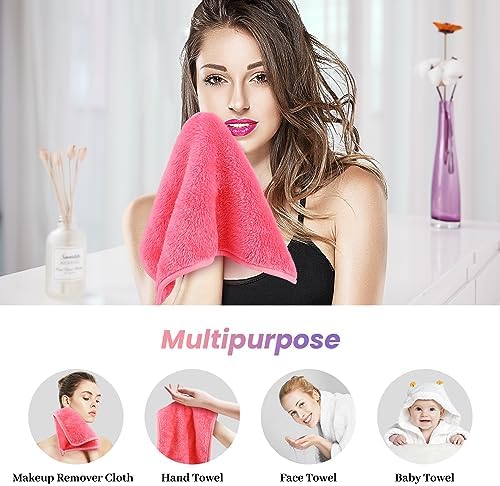Reusable Makeup Remover Cloths 8 Pack, Ultra Soft Microfiber Facial Cleansing Cloths, Washable Makeup Remover Towels for All Skin Types,13x7 inch,Pink - Image 7