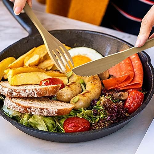 IQCWOOD Wooden Cutlery Set, 4 PCS Spoon Chopsticks Fork Knife for Eating - Image 4