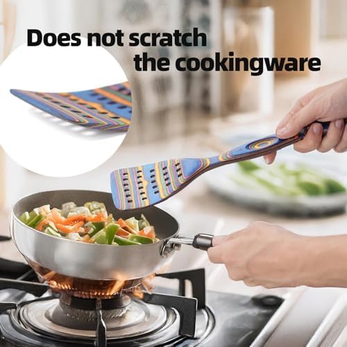Gudamaye Pakkawood Wooden Cooking Utensils Set 7-Piece-Wooden Spoons for cooking, Wooden Utensil set with Ergonomic Non-Slip Handles, Heat-Resistant & Stylish Cooking Spoons, Non-Stick Spoon - Image 4