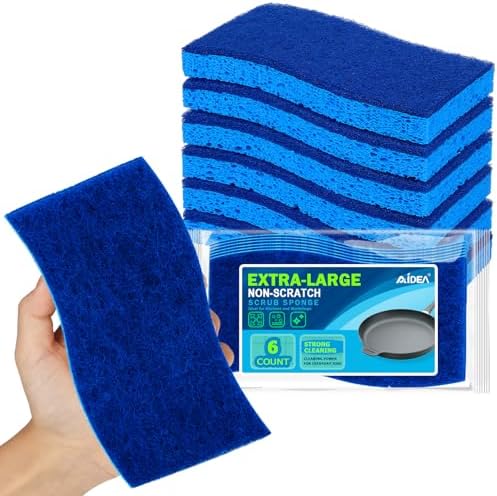 AIDEA XL Sponges Kitchen 6Count, Non-Scratch Scrub Sponges for Dishes by AIDEAHOME
