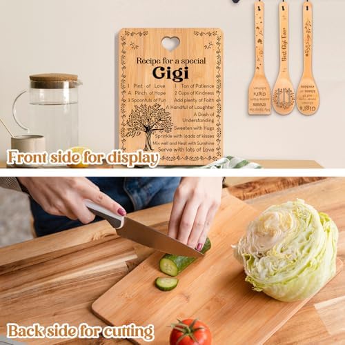 Gigi Gifts - "Recipe for a Special Gigi" Gigi Gifts for Grandma Cutting Board Set, Bamboo-Made Engraved Utensil Set Gifts for Gigi Cutting Board, Mothers Day Gifts for Gigi. - Image 3