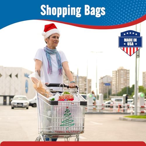 Fuxury 1000 Count Happy Holiday Christmas Tree Plastic Bags with Handles - Image 6