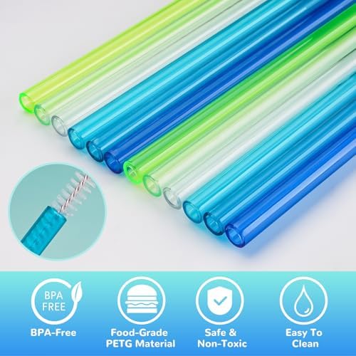 NiHome 12-Pack Plastic Reusable Straws Fit for Stanley 40 30 64 oz Tumbler - Image 6