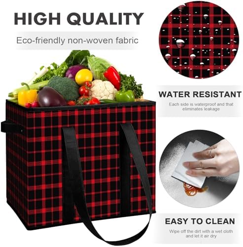 Reusable Grocery Bags 3 Pack, Foldable & Water Resistant Shopping Bags - Image 3