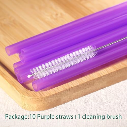 Dakoufish Replacement Straw for Stanley|Owala|Simple Modern 40oz 30oz Tumbler,10 Pack 12 Inch Purple Reusable Straws With Cleaning Brush for Stanley Cup Accessorie,BPA Free,Dishwasher Safe - Image 6