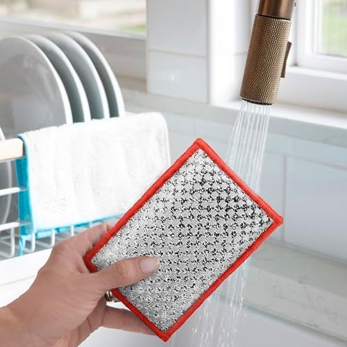OGGI Bambou Odor-Free Scrubbing Sponges - Natural Scrub Sponges for Dishes, 91% Bamboo-Derived Rayon Cellulose Fiber, Reusable, Absorbent, Durable Scrubbers, Non-Scratch, Washable - 3 pcs, 7x4 - Image 3