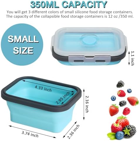 Small Collapsible Silicone Food Storage Container 3 Pack(12 Oz) - Image 2