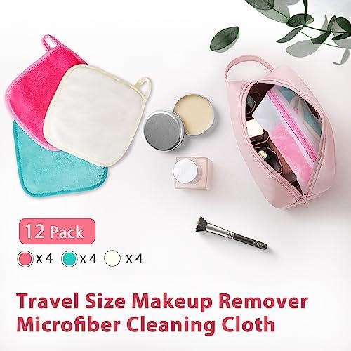 Makeup Remover Cloth, 6" x 6" Make Up Towels Reusable Face Cloth for Washing Face, Makeup Remover Pads Microfiber Face Washcloth with Mesh Bag, Just Water, 12 Pack - Image 6