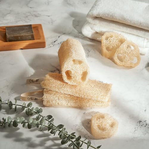 Chill Ah Green Glow Loofah Sponge Set – 100% Plant-Based, Dye-Free, Biodegradable, Scratch-Free, Handcrafted in Vietnam (2-Pack) - Image 2