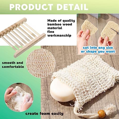 Irenare 90 Pcs Soap Saver Set, Wooden Dish Bar Soap Mesh Bag Pads Bulk - Image 3