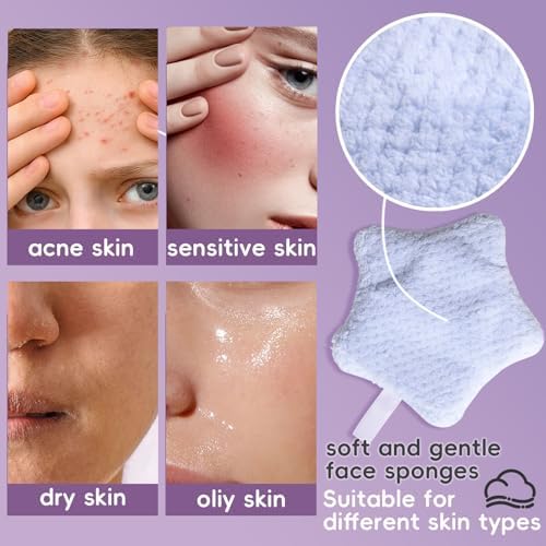 BS-MALL Gentle Facial Sponge -10 Pcs Set Face Clean Sponges Reusable Makeup Removal Pads Clean Deep Down Dirt & Makeup Using Only Water, Gentle Exfoliator Cleansing Puff,with Silicone Travel Bag - Image 3