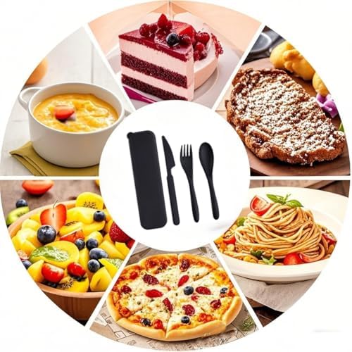 Portable Reusable Travel Utensils with Case(Black,Black, Purple,Purple) - Image 7