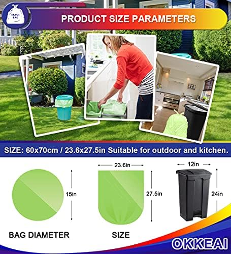 OKKEAI Blue Trash Bags 8 Gallon, Medium Garbage Bags for Kitchen, 60 Count - Image 2