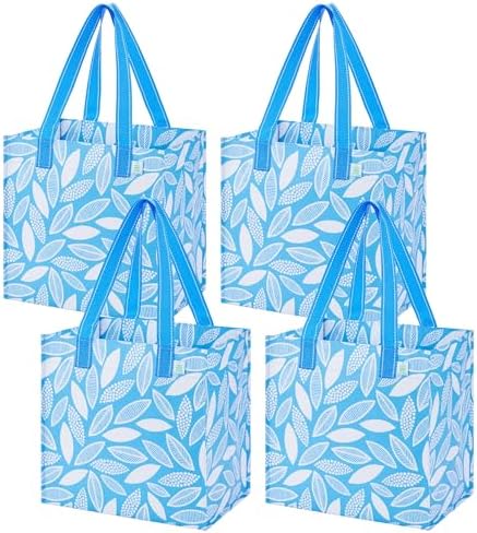 VENO 4 Pack Large Grocery Bag Reusable Shopping Bags with Hard Bottom by Veno