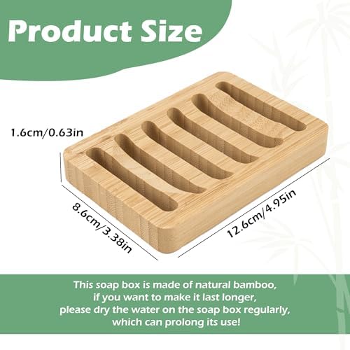 6 Pack Bamboo Soap Dish, Bar Soap Holder Self Draining Soap Dish Natural Bamboo Soap Holder Waterproof Anti-Slip Wooden Soap Dishes for Bar Soap Saver Tray for Shower Bathroom Kitchen Sink Bathtub - Image 4