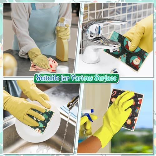 Lucomb 8 Pack Christmas Swedish Dishcloths Reusable, Kitchen Sponges Soft Absorbent Dish Towels Swedish Dish Cloths Washable Decorative for Kitchen Washing Dishes Bathroom Office Hand Towel Cleaning - Image 6