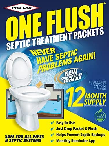 One Flush Septic Tank Treatment Packets - 1 Year Supply of Dissolvable Septic Tank Treatment Packets - Use Septic Treatment Enzymes Packets Monthly to Prevent Expensive Septic System Backups 12 Count by PRO-LAB