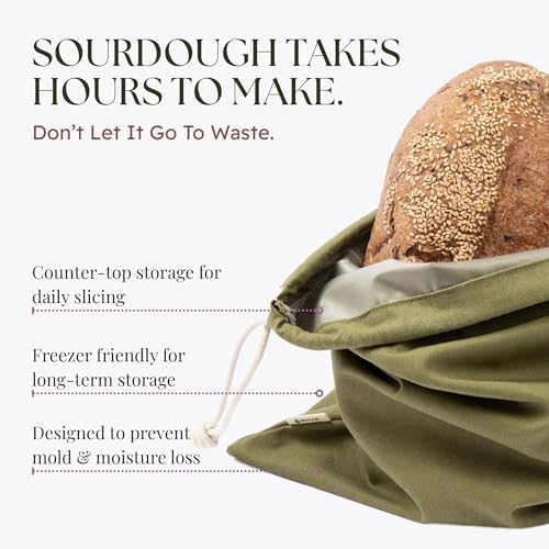 Sourdough Bread Bags for Homemade Bread, 2 Pack, Reusable Cotton Linen, Machine Washable, Freezer Safe - BPA-Free TPU Liner, Fits 2 Loaves Each, Beeswax Wrap Alternative, Drawstring Closure - Image 4