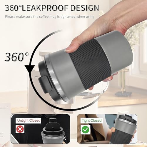 Insulated Travel Coffee Mug, Stainless Steel Coffee Cup with Leakproof Lid - Image 5
