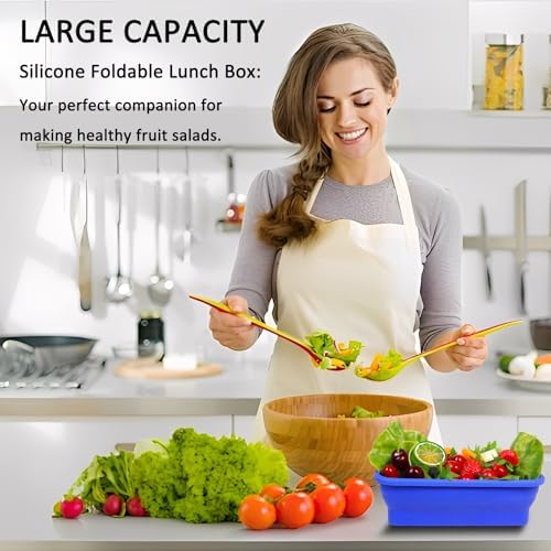 Extra Large Collapsible Silicone Food Storage Containers with Lids, Set of 2 Foldable Lunch Boxes 82.8oz + 60.2oz, for Kitchen, Travel, Camping, BPA Free - Image 7