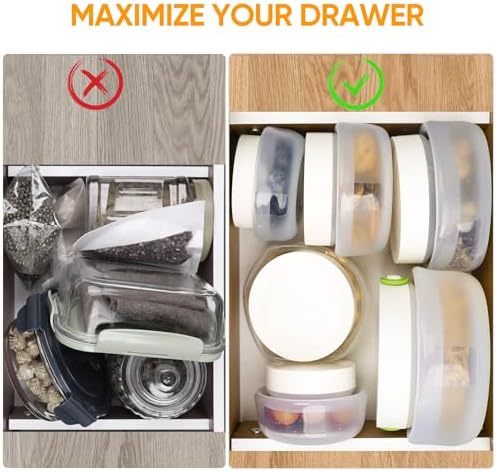 Collapsible Silicone Food Storage Jars with Airtight Lids - Vacuum Compression & Leakproof Design - 6-Piece Set - Microwave, Freezer & Dishwasher Safe - Space Saving Pantry Organization - Image 7