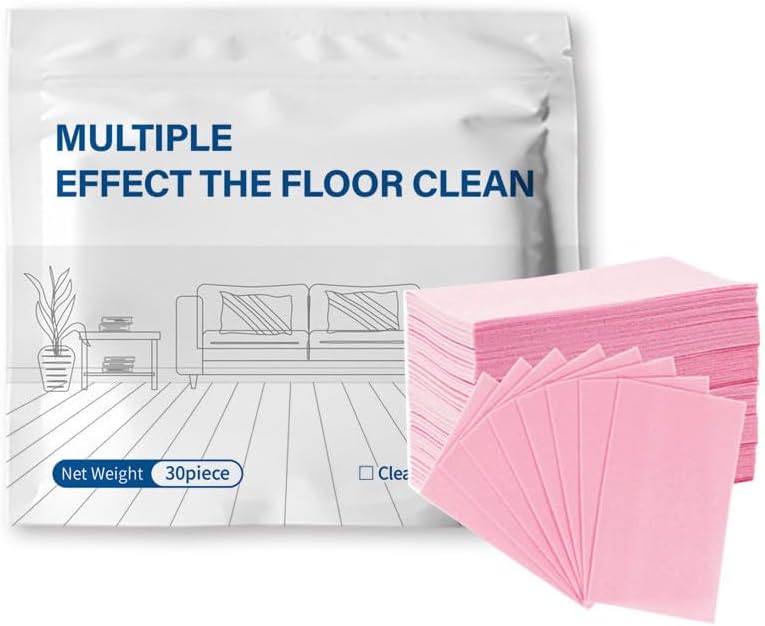 FZYLQY Floor Cleaner Tablets for Mopping Concentrated Floor Cleaning Sheets Dissolvable Multi Surface Floors Care Sheets for Sealed Hard Floor Tile Vinyl Laminate Kitchen Bathroom (Pink, 30 Piece) by FZYLQYFASHION