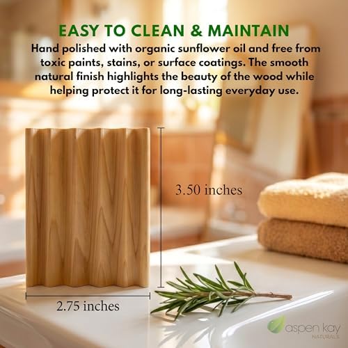 Wooden Soap Dish, Natural Soap Saver Tray with Drainage. 2 Pack - USA Made - Image 3
