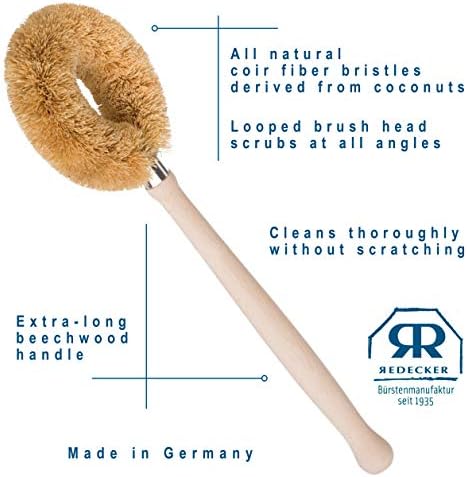 Redecker Dish Brush, Coconut Fiber – Long Handle Scrub Brush for Heavy Cleaning, Made in Germany - Image 5