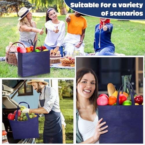 Windyun Reusable Grocery Bags Large Non Woven Shopping Bags with Handles Foldable Portable Tote, 16x6x12 Inch - Image 7