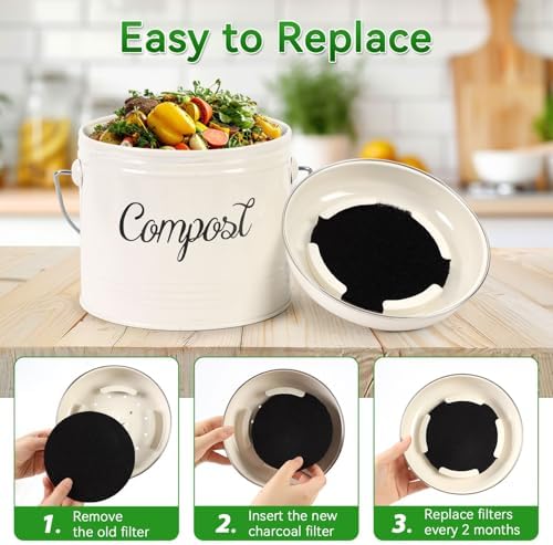 10 Pack Charcoal Filters for Compost Bucket, Compost Filters for Countertop Bin, Odor-Absorbing Activated Charcoal Replacement for Kitchen, Home Bucket Compost Bin Refill, 6.7 Inch - Image 6