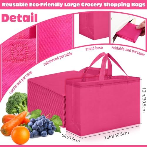 Windyun Reusable Grocery Bags Large Non Woven Shopping Bags with Handles Foldable Portable Tote, 16x6x12 Inch - Image 3