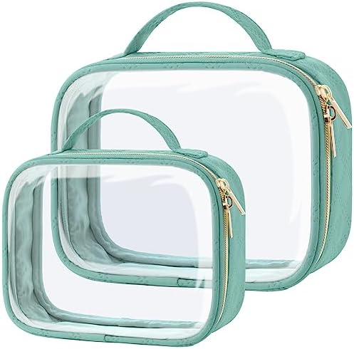 PACKISM Clear Makeup Bag Travel - TSA Approved Toiletry Bag, 2 Pack Green by Packism