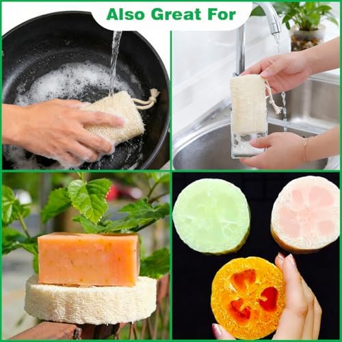 Natural Loofah Sponge, Organic Luffa Body Scrubber Bath Exfoliating, 4 inch - Image 4