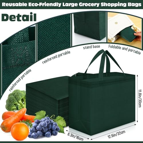 Windyun Reusable Grocery Bags Non Woven with Handles - Image 3