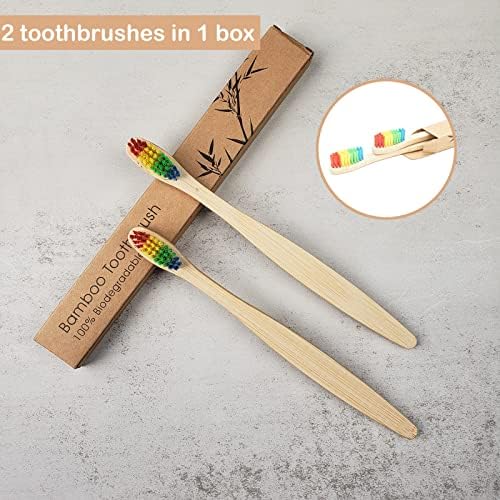 SEVENHEAD 10 PCS Bamboo Toothbrushes Soft Bristles Wooden Toothbrushes for Adult, Natural Biodegradable BPA Free Eco Friendly Toothbrushes Colorful - Image 2