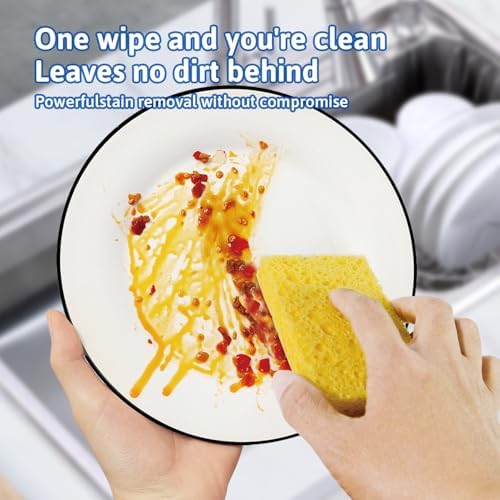 Multi-Use Cellulose Kitchen Sponges Compressed Cellulose Sponges, Non-Scratch, Dish Sponge for Kitchen Bathroom Cars, Funny Cut-Outs DIY (2, Light Yellow) - Image 6