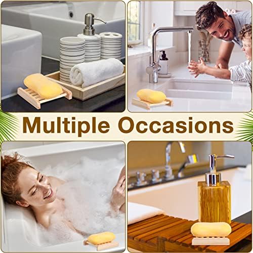 Amyhill 100 Pcs Bamboo Soap Dish Bulk Soap Holder Draining,Wooden Color - Image 4