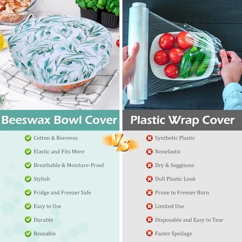 5Pcs Reusable Beeswax Elastic Bowl Covers for Bread Proofing and Food Cover - Image 7