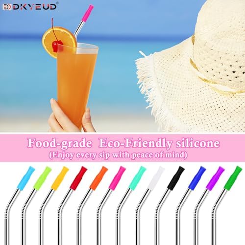 36PCS 12 Colors Food-Grade Metal Straws Reusable Silicone Tips,Only Fit Diameter 0.32In- 8mm Stainless Steel Straws, BPA Free, Eco-Friendly - Image 6