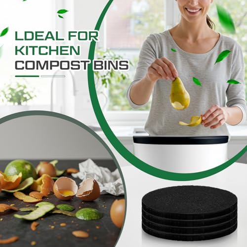 Pangda 4 Pack Oval-Shaped Charcoal Filters for Compost Bucket Countertop Bin Pails in Indoor, Activated Charcoal Filter Dimensions Approx 6-1/2 x 5 Inches 3/8 Inch Thick - Image 6