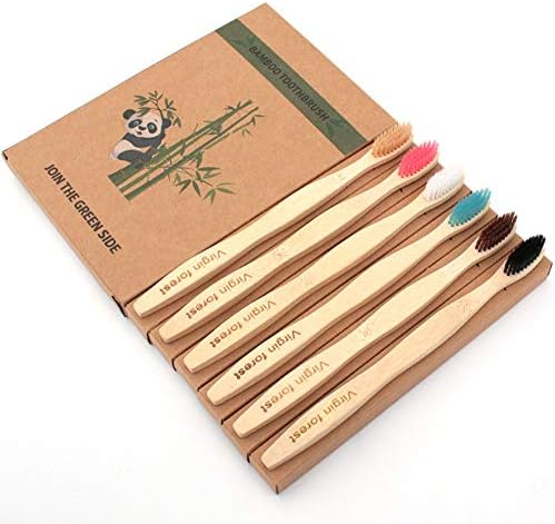 Virgin Forest Bamboo Toothbrushes 6pk, Soft Bristles BPA Free Eco by VirginForest