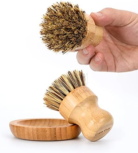 Gaia Guy Plastic-Free Dish Brush Set | 19-Piece Zero Waste Kitchen Cleaning Kit with Bamboo & Beech Wood Brushes, Cellulose Sponges, Natural Loofahs & Soap Holders | Eco Friendly Dishwashing Set - Image 5