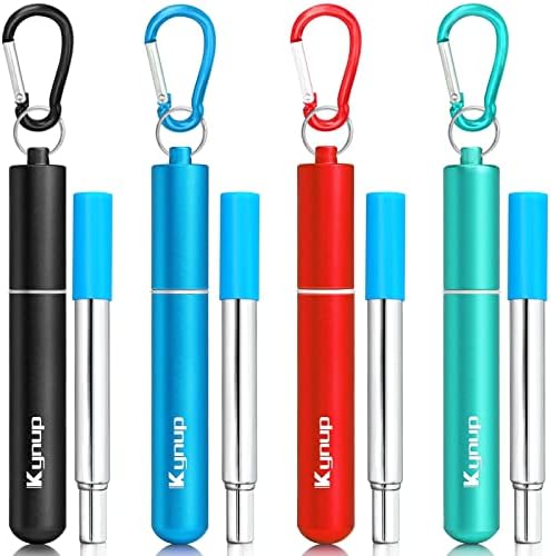 Kynup Reusable Metal Straws, Travel Drinking Straws with Case(4Pack) by SunhpMallLLC