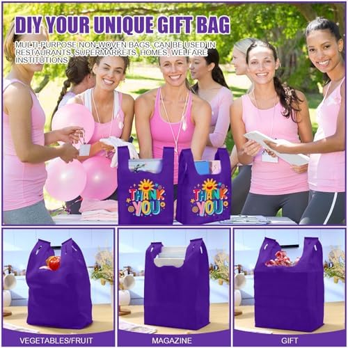 Windyun Large Grocery T-shirt Bags Bulk Reusable Non Woven Shopping Bag Foldable Gift Tote with Handle, 20.5x11x5.5 Inch - Image 5