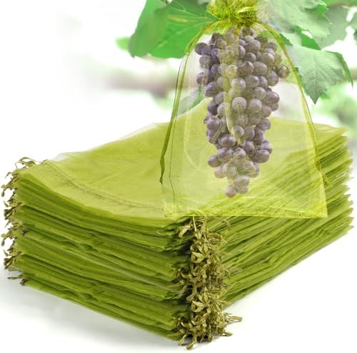 50 Pcs Fruit Protection Bags, 8×12 in Mesh Cover Nets for Tree, Green by NIUBIER